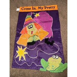 Large Halloween COME IN MY PRETTY Flag Outdoor Garden 43.25"x27.5 NEW